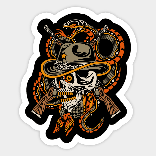 Cowboy skull Sticker by Abrom Rose